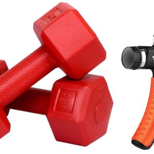 4Kg Hexa Pvc Dumbbells 2Kg Red