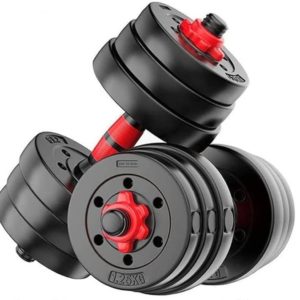 Intruder 20 Kg Adjustable PVC Dumbbells Weights With Dumbbells Rods For Home Gym & Strength Training, 10 Kg X 2 (Black)