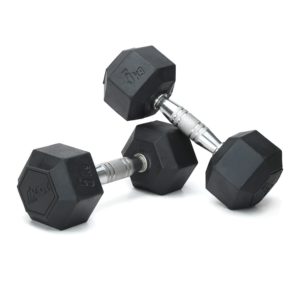 FitBox Sports Pro 10kg (5kg x 2) Hex Rubber Coated Dumbbells for Home Gym & Strength Training - Unisex