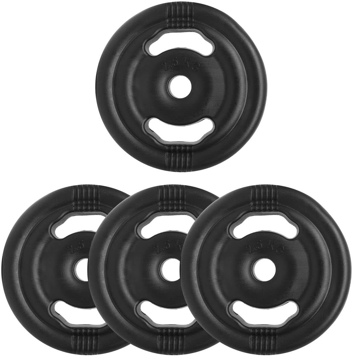 10kg Finger Gripped PVC Bouncer Plates (2.5kg x 4) Black Weight Plate (10 kg)
