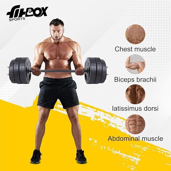 20 kg Home Gym Set 20kg | Barbell Rod, 2 x Dumbbell Rods, 20kg Adjustable Weights Home Gym Combo () - Image 3