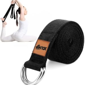 Yoga Belt for Men and Women - Yoga Strap for Stretching with Extra Safe Cotton Yoga Strap (Black)