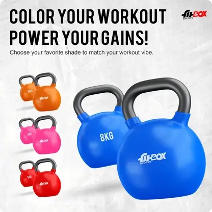 Premium Kettlebell Cast Iron Vinyl Coated Solid Kettlebell Red Kettlebell (5 kg) - Image 2