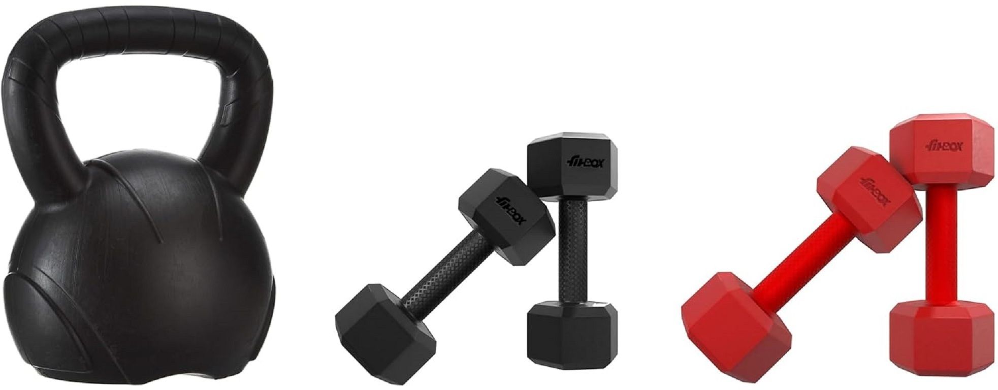 5 Kg Kettlebell Strength Dumbbells 4kg (2kg x 2) Black & Hexa PVC Dumbbells 4kg Black, Red Kettlebell (5 kg)