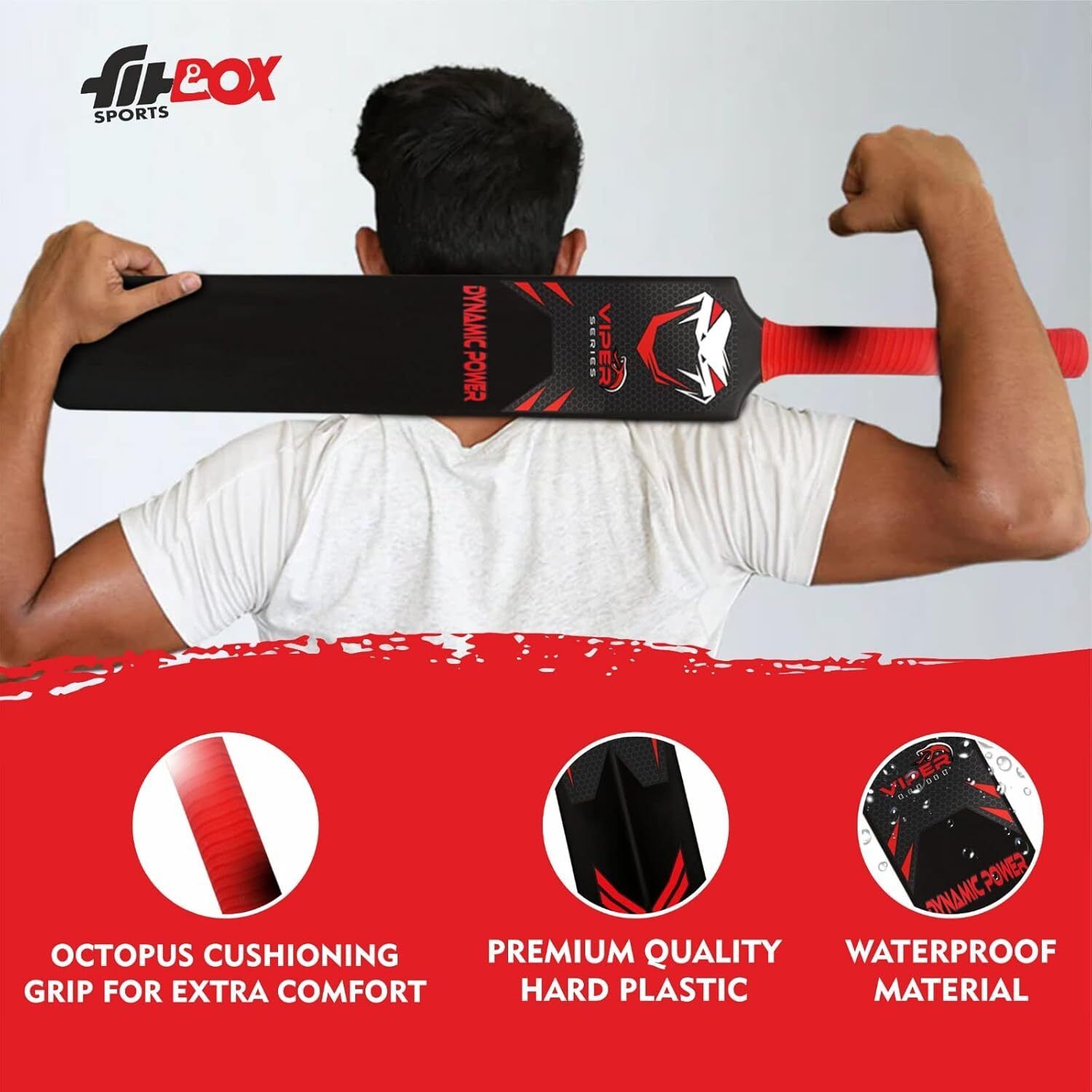 Viper Series Full Size Heavy Duty Plastic Cricket Bat Suitable with Tennis Ball PVC/Plastic Cricket Bat For 15+ Yrs (800 kg) - Image 5