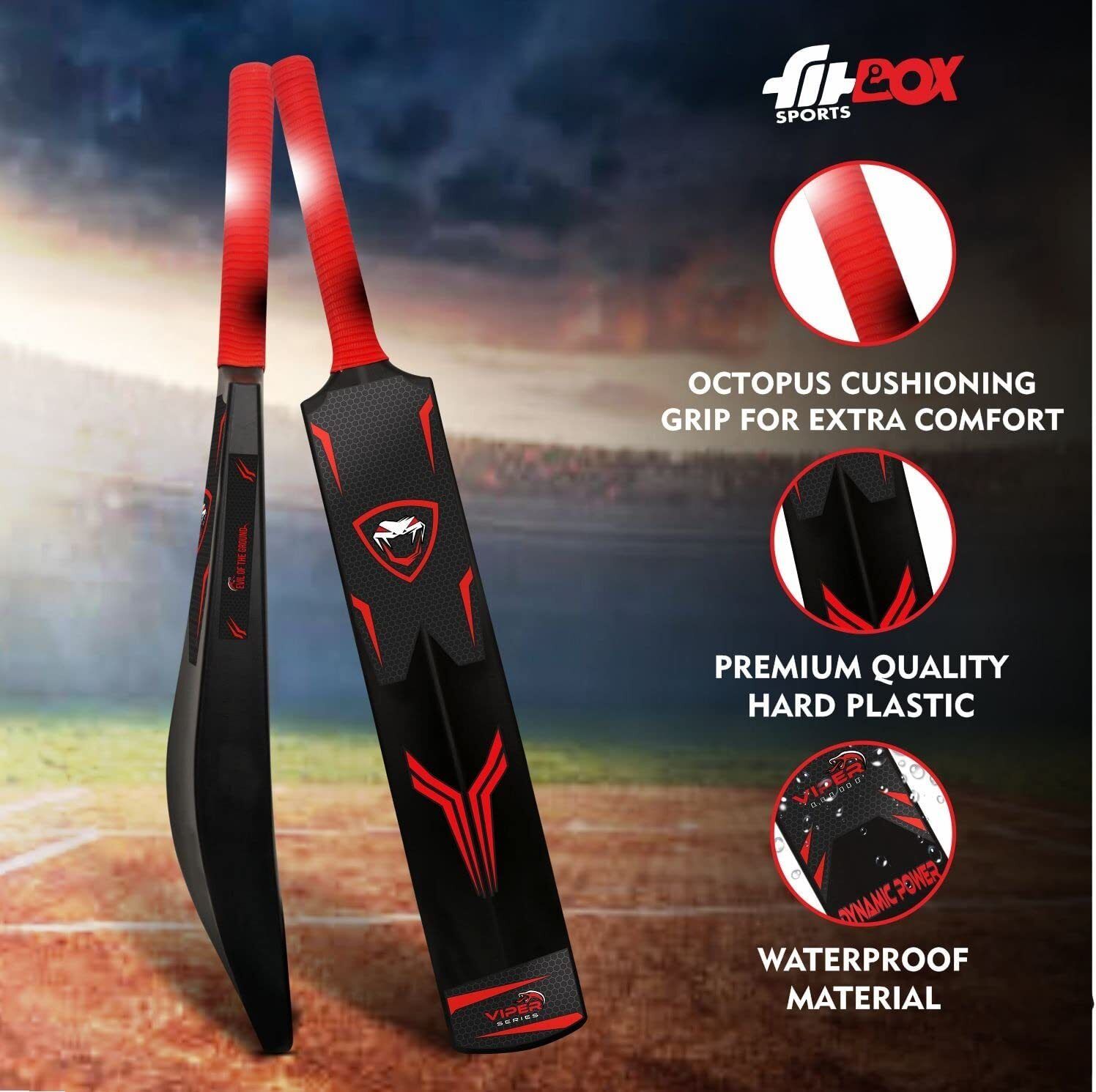 Viper Series Full Size Heavy Duty Plastic Cricket Bat Suitable with Tennis Ball PVC/Plastic Cricket Bat For 15+ Yrs (800 kg) - Image 2