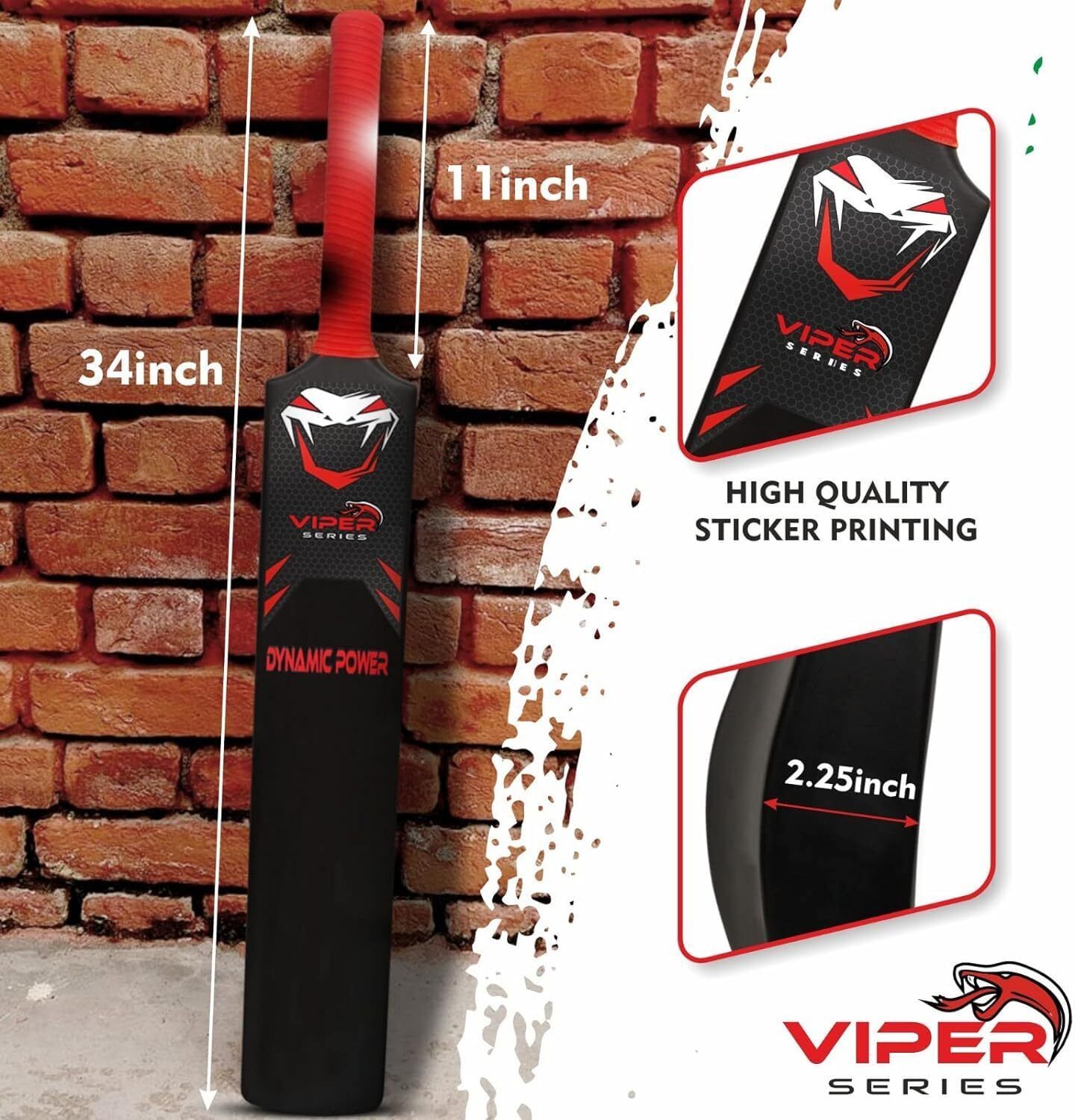 Viper Series Full Size Heavy Duty Plastic Cricket Bat Suitable with Tennis Ball PVC/Plastic Cricket Bat For 15+ Yrs (800 kg) - Image 3