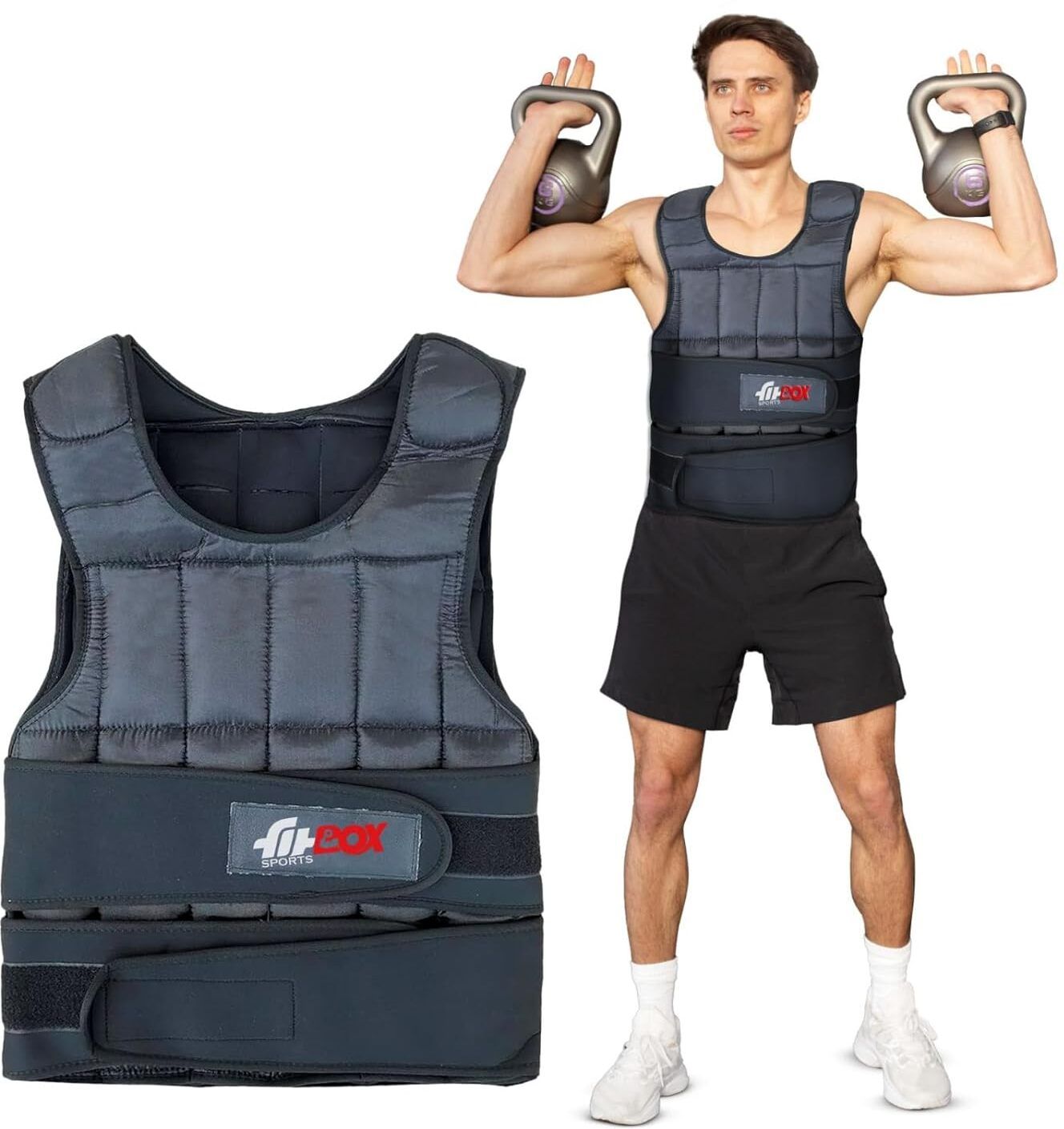 Adjustable Weighted Vest 10kg With Removable weight Black Weight Vest (10 kg) - Image 2