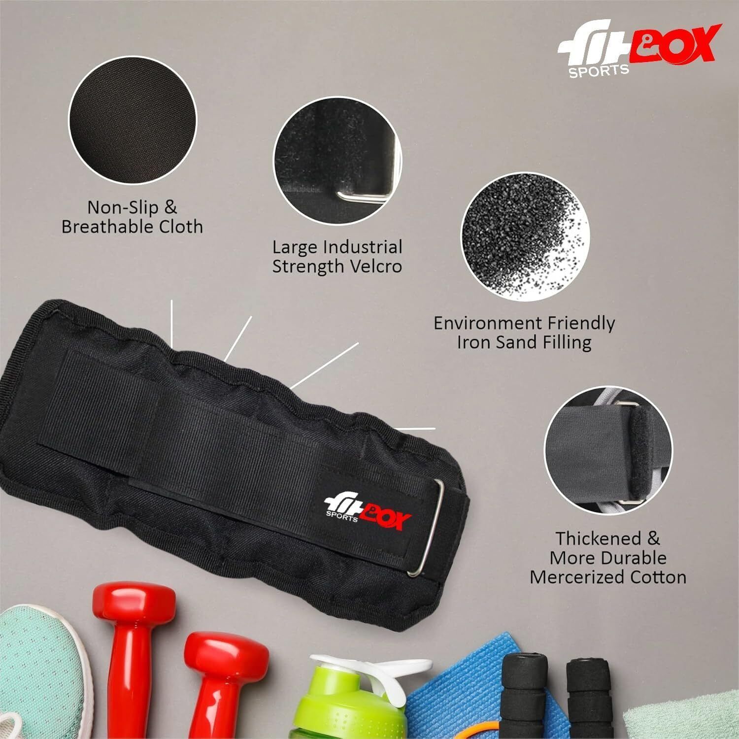 Ankle Weight | Wrist Weight 1kg (0.5kg x 2) for Running, Boxing, Jogging Black Ankle Weight (1 kg) - Image 2