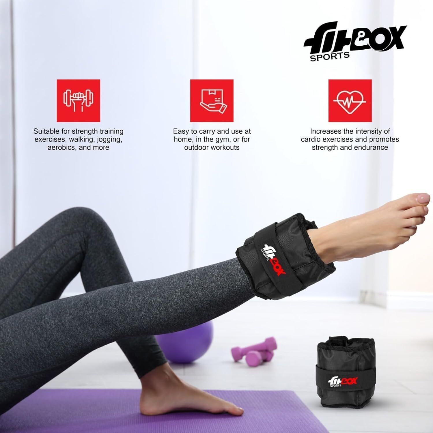 Ankle Weight | Wrist Weight 1kg (0.5kg x 2) for Running, Boxing, Jogging Black Ankle Weight (1 kg) - Image 5