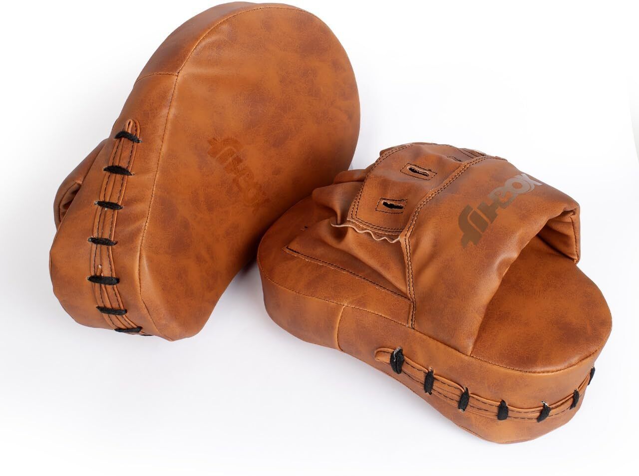Boxing Focus Pads, Mitts – Curved Punching Pads with High-Density Foam, Hand Focus Pad (Brown) - Image 3