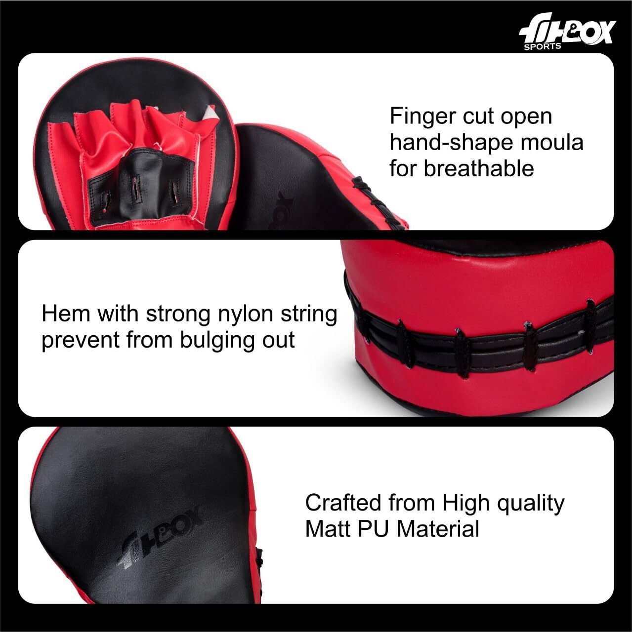 Boxing Focus Pads, Mitts – Curved Punching Pads with High-Density Foam, Hand Focus Pad (Brown) - Image 5