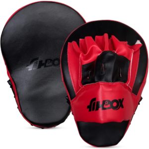 Boxing Focus Pads, Mitts – Curved Punching Pads with High-Density Foam, Hand Focus Pad (Red)