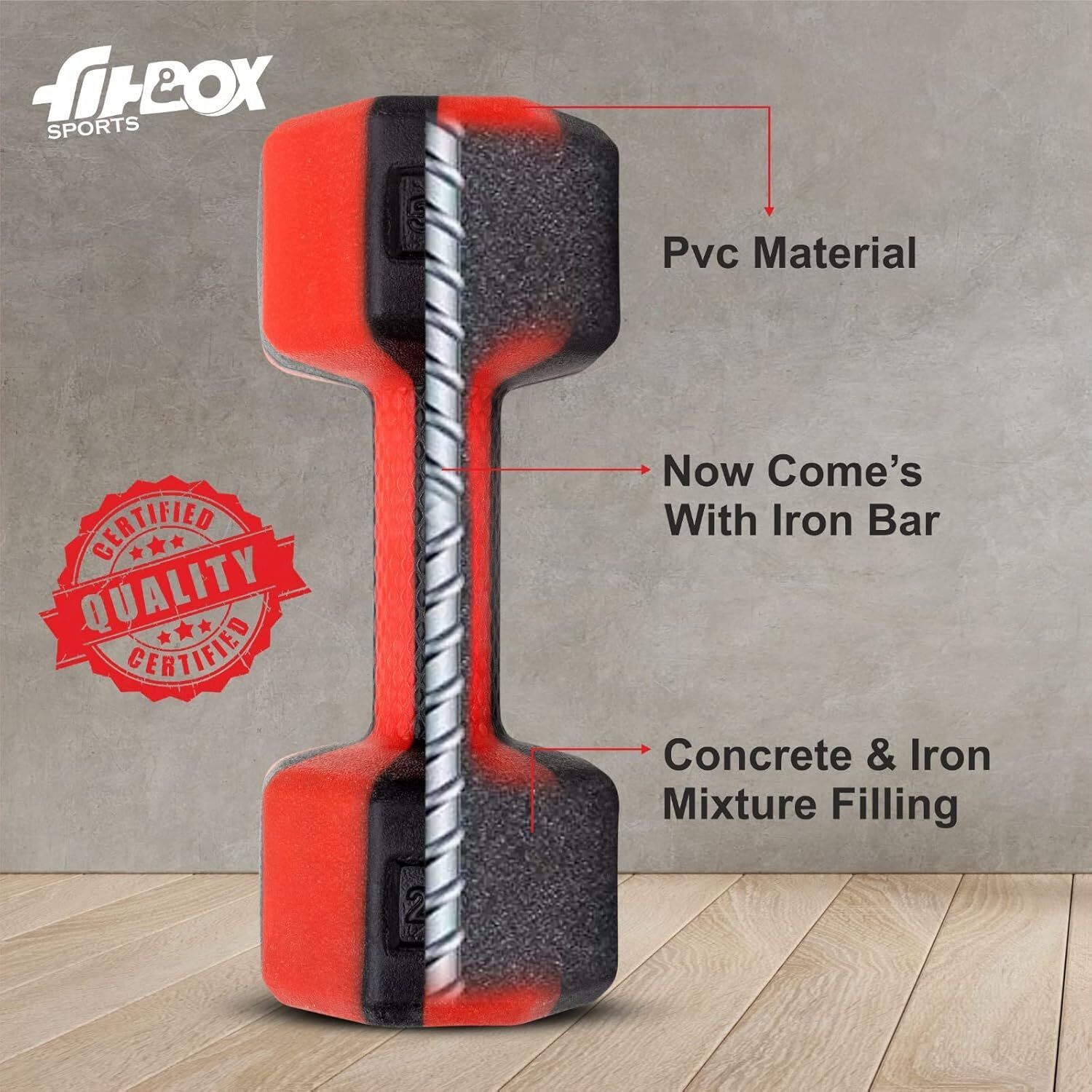 Exclusive Blend Dumbbells Anti Slip Anti Rolling Dumbbells Set Fixed Weight Dumbbell (6 kg) - Image 3