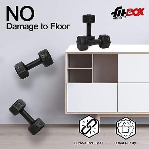 Sports Hexa PVC Dumbbells Fixed Weight Dumbbell (6 kg) - Image 3