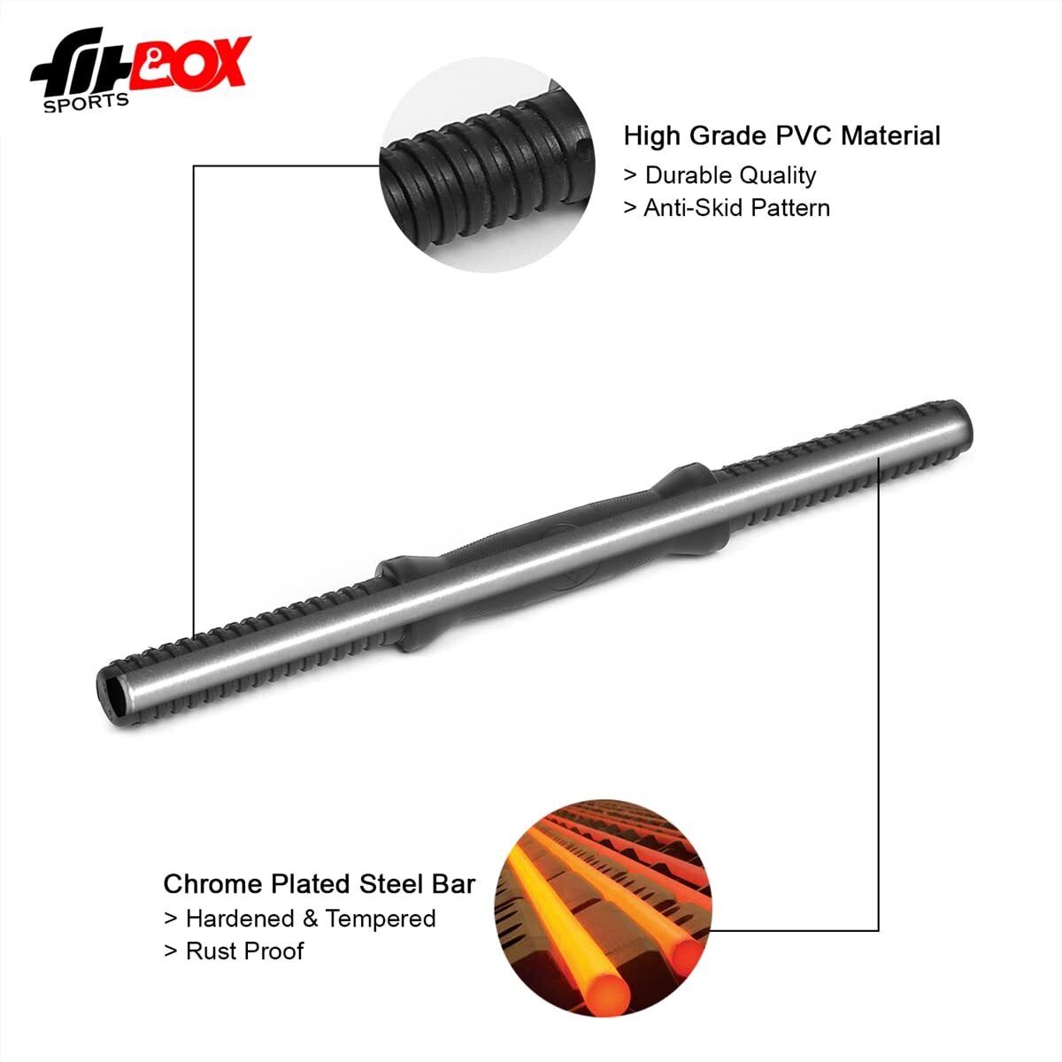 14 inches Dumbbells Rods, Set of 2 Weight Lifting Bar (Black) - Image 3