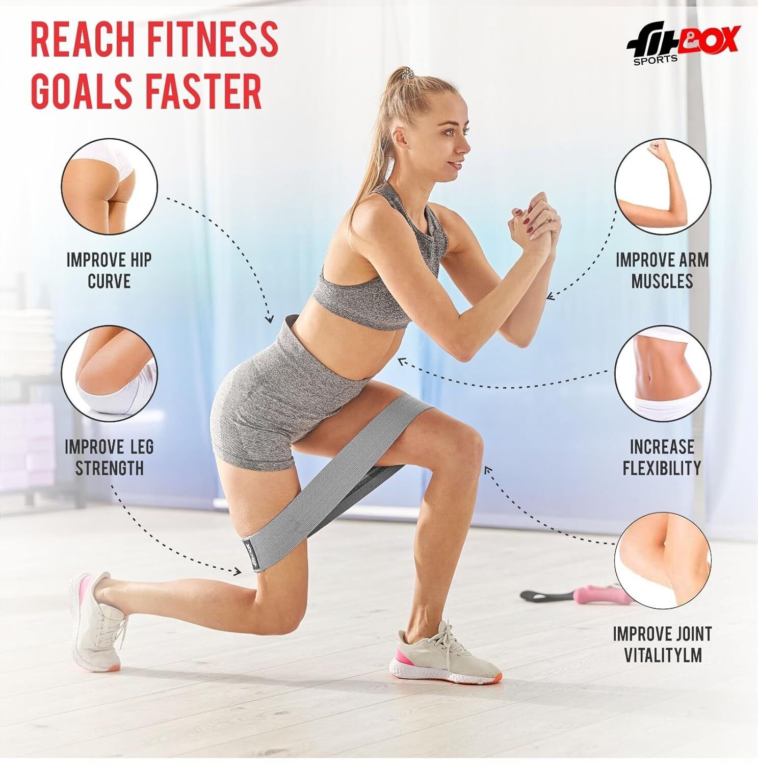 Fabric Resistance Band, Loop Hip Band for Women Resistance Tube (Multicolor) - Image 3