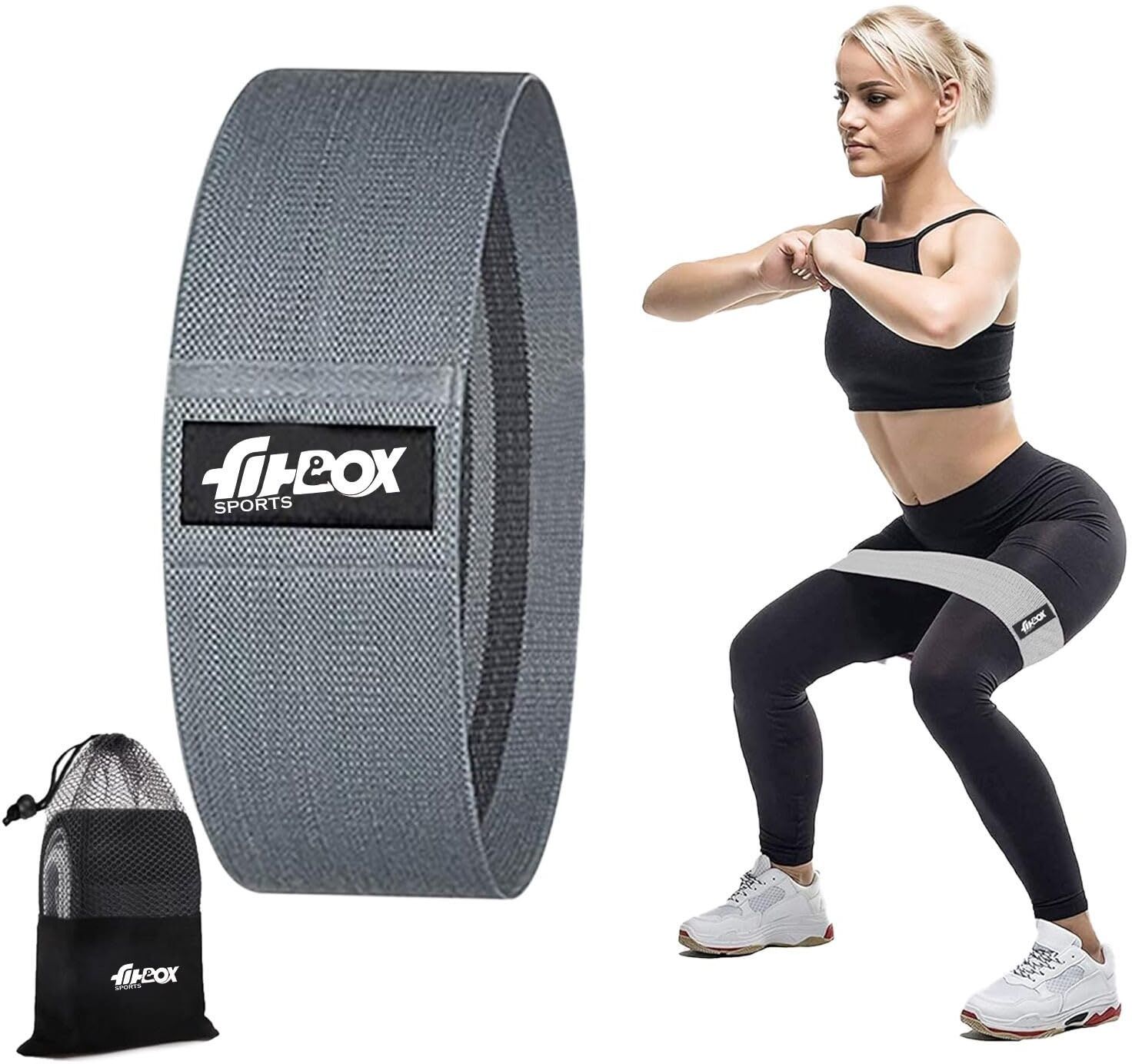 Fabric Resistance Band, Loop Hip Band for Women Resistance Tube (Dark Grey)