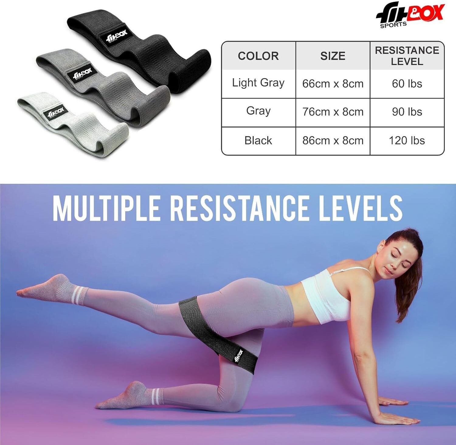 Fabric Resistance Band, Loop Hip Band for Women Resistance Tube (Multicolor) - Image 4