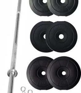 Home Gym - W/A Barbell Rod & Weigth Plates 19kg (2kg x 2 + 2.5kg x 2 + 5kg x 2) Black Bar & Plate Combo (19 kg)