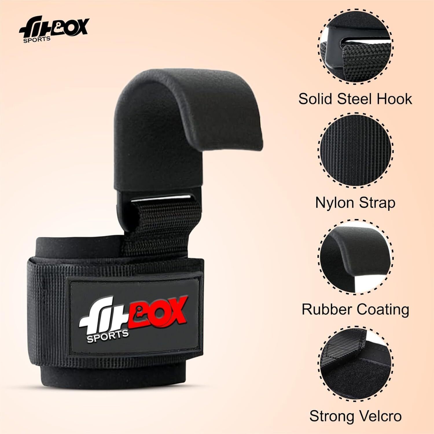 Weight Lifting Wrist Straps with Steel Hooks | Powerlifting, Wrist Supporter Wrist Support (Black) - Image 5
