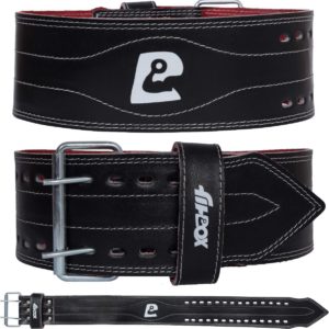 Weightlifting Belt – Leather Gym Belt for Heavy Lifting, Squats, Deadlifts Back / Lumbar Support (Black)