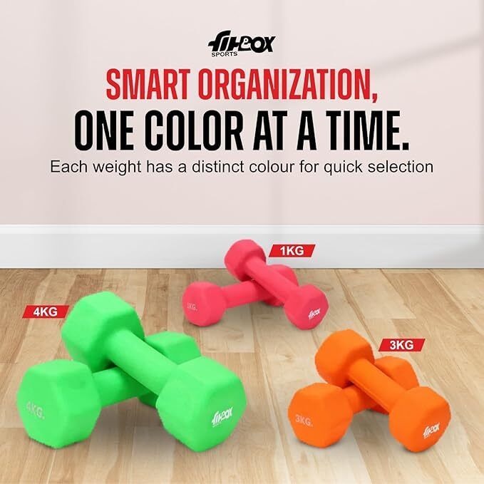 Neoprene Coated Cast Iron Dumbbells for Exercise & Fitness | Strength Training Fixed Weight Dumbbell (20 kg) - Image 4