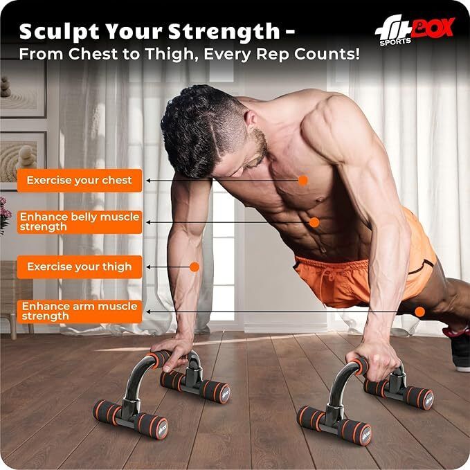 Push-Up Bars Stand Non-Slip Handles | Push Up Handles with Cushioned Foam Grip Push-up Bar (Black) - Image 4