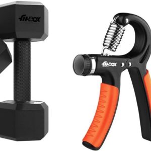 PVC Fixed Dumbbells (2kg x 2, Black), Sports Adjustable Hand Grip Strengthener Dumbbell Kit