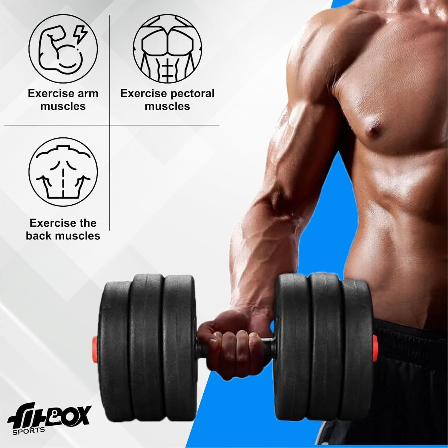 20 Kg Adjustable PVC Dumbbells Weights With Dumbbells Rods, 10 Kg X 2 Dumbbell Kit - Image 3